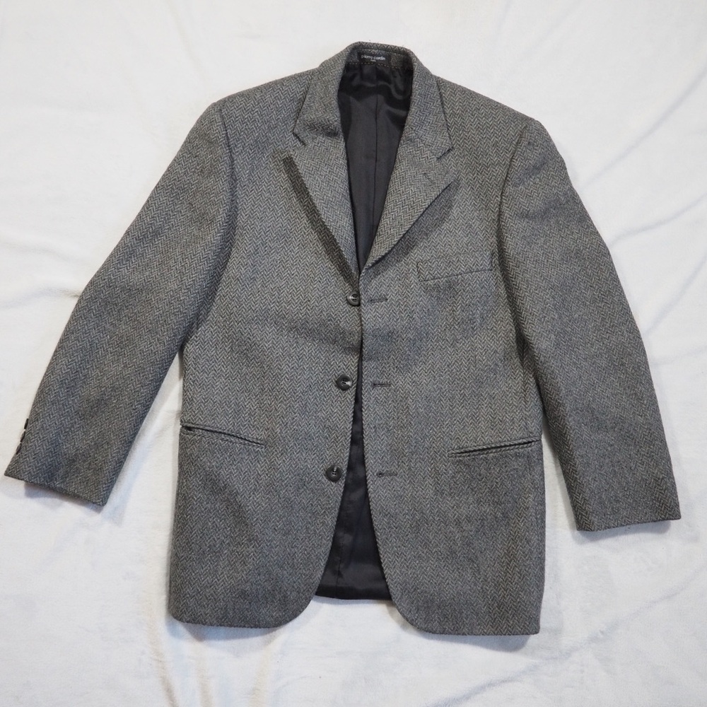 Pierre Cardin Paris Sz 38S Gray Tweed Blazer Wool/Alpaga blend